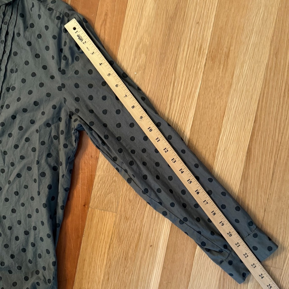 Sundance Olive Green "Lively Days" Top Polka Dot Cotton Pintuck Tunic Blouse MED - Picture 8 of 10